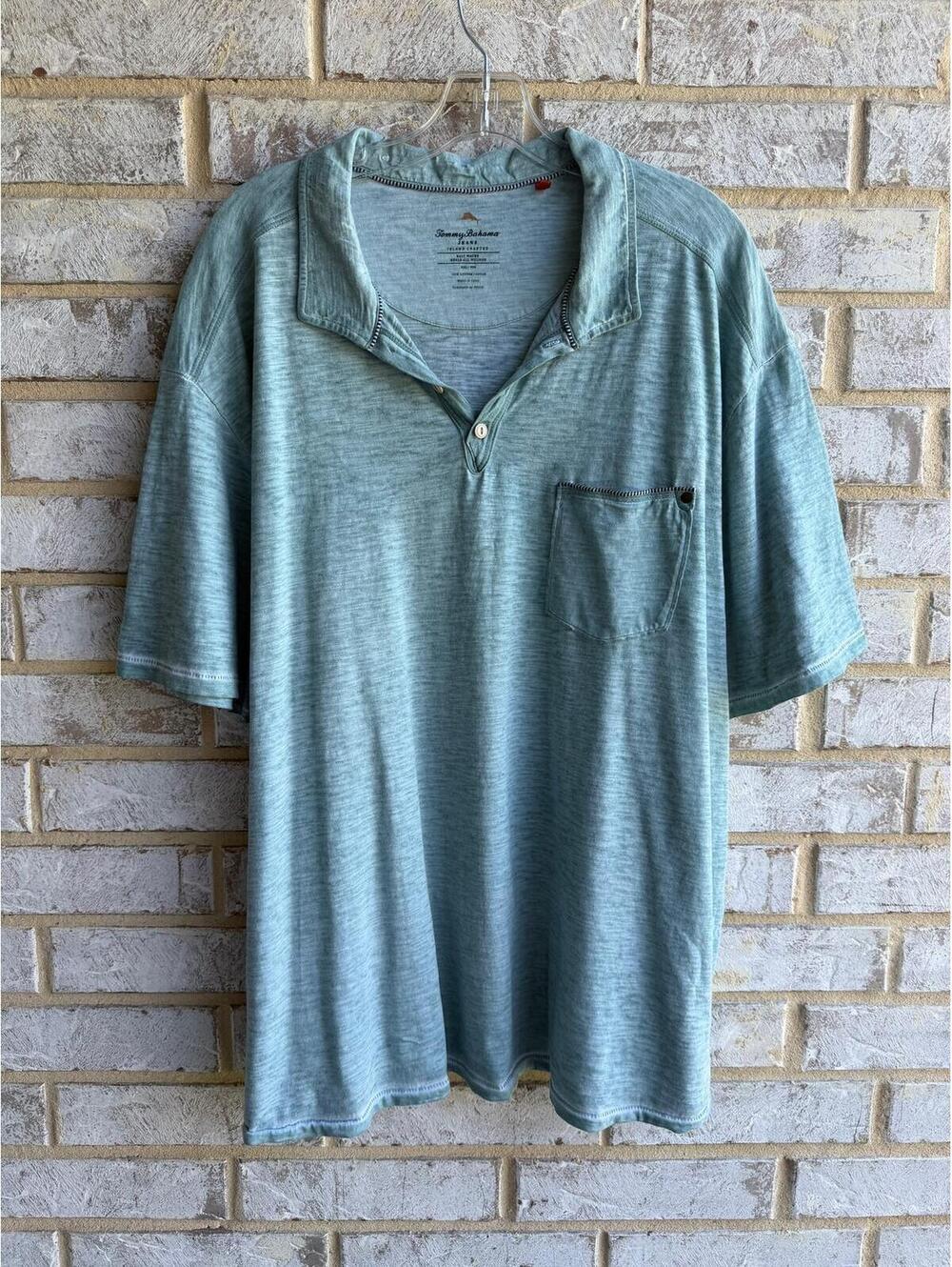 Tommy Bahama Sage Green Short Sleeve 100% Cotton Collared Polo T-Shirt Size XXL